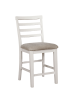 White Color Solid wood Set of 2pcs Counter Height Chairs Dining Room Furniture Ladder Back Light Taupe Padded Fabric Seat Cushions Chairs