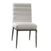 White Leatherette Metal frame 2pcs Side Chairs, Dining Room Furniture Plush Cushion Padded Seat Dining Chair Contemporary Style