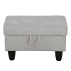 Rectangular Upholstered Ottoman With Storage And Liquid Rod,Tufted Flannel Ottoman Foot Rest For Living Room,Bedroom,Dorm Grey White