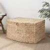 Rectangular Curve Water Hyacinth Woven Wicker Trunk with Handles - 26" x 19" x 14" - Natural Brown - For Clothes, Toys, Magazines and Book Storage