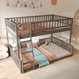 Full XL over Queen Bunk Bed with Ladder and Guardrails, Gray (Expected Arrival Time: 6.3)