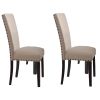 Beige and Salvage Dark Oak Upholstery Side Chair (Set of 2)