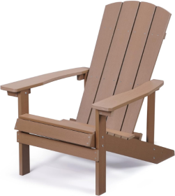 Patio Hips Plastic Adirondack Chair Lounger Weather Resistant Furniture for Lawn Balcony in Brown