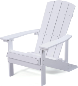 Patio Hips Plastic Adirondack Chair Lounger Weather Resistant Furniture for Lawn Balcony in White