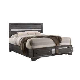 Matrix Traditional Style Full Size Storage Bed made with Wood in Gray