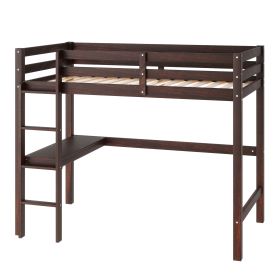 Twin Loft Bed with built-in desk,Espresso