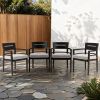 Outdoor Patio K/D Aluminum Stationary Dining Chairs 4PCS with Outdoor-grade Sunbrella Fabric Cushions, Tapered Feet, Ember Black