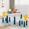 Multifunctional Rectangular Building Block Table - Gray and Yellow (with DIY Blocks)