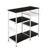 35.5" Kitchen Baker's Rack Utility Storage Shelf Microwave Stand 3-Tier 3-Tier Table For Spice Rack Organizer Workstation Dark Brown