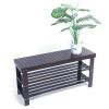 90cm Strip Pattern 3 Tiers Bamboo Stool Shoe Rack Coffee