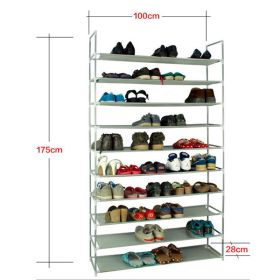 100cm Ultra Large Capacity 10 Layers Non-woven Fabrics & Steel Shoe Rack Gray