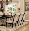 Contemporary Beige Fabric 2pcs Side Chairs Scrollback Design Espresso Wood Frame Upholstered Seat Dining Chairs Furniture Set