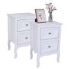 2pcs Country Style Two-Tier Night Tables Large Size White