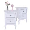 2pcs Country Style Two-Tier Night Tables Large Size White