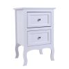 2pcs Country Style Two-Tier Night Tables Large Size White