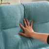 High Back Solid Wood Armrest Backrest Iron Frame Linen Indoor Leisure Chair Teal