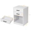 FCH 40*35*60cm Particleboard Pasted Triamine Two Drawers With Socket With LED Light Bedside Table White