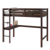 Twin Loft Bed with built-in desk,Espresso