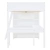 Full Size Loft Bed with Desk and Shelf - White