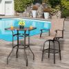 2pcs Wrought Iron Swivel Bar Chair Patio Swivel Bar Stools Brown