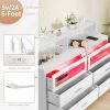 White Wood Tempered Glass Drawer Dresser with LED Light Strips & Charging Station & USB Ports Bed Table