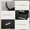 Black Wood Tempered Glass Drawer Dresser with LED Light Strips & Charging Station & USB Ports Bed Table