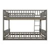 Full XL over Queen Bunk Bed with Ladder and Guardrails, Gray (Expected Arrival Time: 6.3)