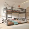 Full XL over Queen Bunk Bed with Ladder and Guardrails, Gray (Expected Arrival Time: 6.3)