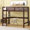 Twin Loft Bed with built-in desk,Espresso