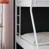 Twin Over Full Bunk Bed with Trundle, Triple Bunk Beds for Kids Teens Adults, Metal Bunk Bed with Two Side Ladder and Guardrails, White