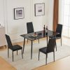 Disassemble rectangular table with arc MDF Black PVC marble surface 122*76*76cm N101