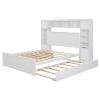 Queen Size Wooden Bed With All-in-One Cabinet, Shelf and Sockets, White