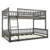 Full XL over Queen Bunk Bed with Ladder and Guardrails, Gray (Expected Arrival Time: 6.3)