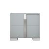 Elegant Nightstand with Metal Handle,Mirrored Bedside Table with 2 Drawers for Bedroom,Living Room,Grey