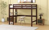 Twin Loft Bed with built-in desk,Espresso