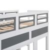 Twin over Twin Bus-shaped Bunk Bed with Wheels and Storage, Gray+White(Expected Arrival Time: 6.8)