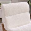 High Back Solid Wood Armrest Backrest Iron Frame Teddy Velvet Indoor Leisure Chair Off-White