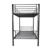 Iron Bed Bunk Bed with Ladder for Kids Twin Size Black