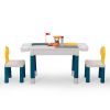 Multifunctional Rectangular Building Block Table - Gray and Yellow (with DIY Blocks)