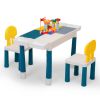 Multifunctional Rectangular Building Block Table - Gray and Yellow (with DIY Blocks)