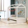 House Bed with Trundle, can be Decorated,White