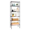 Replaceable assembly with wheels, floor mounted carbon steel storage rack, black