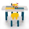 Multifunctional Rectangular Building Block Table - Gray and Yellow (with DIY Blocks)