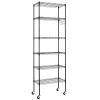 Replaceable assembly with wheels, floor mounted carbon steel storage rack, black