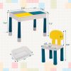 Multifunctional Rectangular Building Block Table - Gray and Yellow (with DIY Blocks)