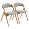 2 Pack Wooden Folding Chairs with Padded Seat and Back Modern Dining Chairs Extra Chair for Guests Living Room Office Wedding Party