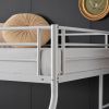 Twin Over Full Bunk Bed with Trundle, Triple Bunk Beds for Kids Teens Adults, Metal Bunk Bed with Two Side Ladder and Guardrails, White