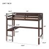 Twin Loft Bed with built-in desk,Espresso