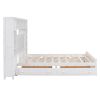 Queen Size Wooden Bed With All-in-One Cabinet, Shelf and Sockets, White