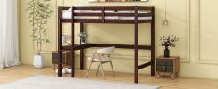 Twin Loft Bed with built-in desk,Espresso